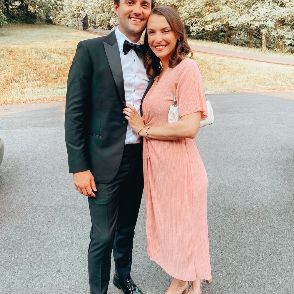 All In Favor - Pink Dolman Plissé Midi Dress